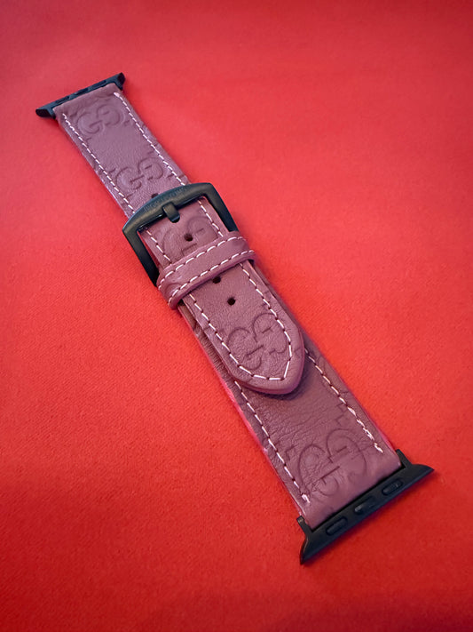 Custom Apple Watch strap pink GG